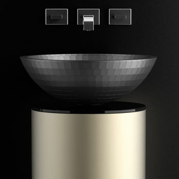 LEONARDO KOIN XL MOSAIC BLACK - Floor-standing wooden vanity unit by Glass Design - view 3